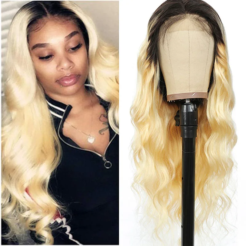 

Ombre Blonde Body Wave 13x4 Lace Frontal Wigs Brazilian 9A Remy Human Hair OT613 4x4 Lace Closure Wigs 150% Density EUPHORIA