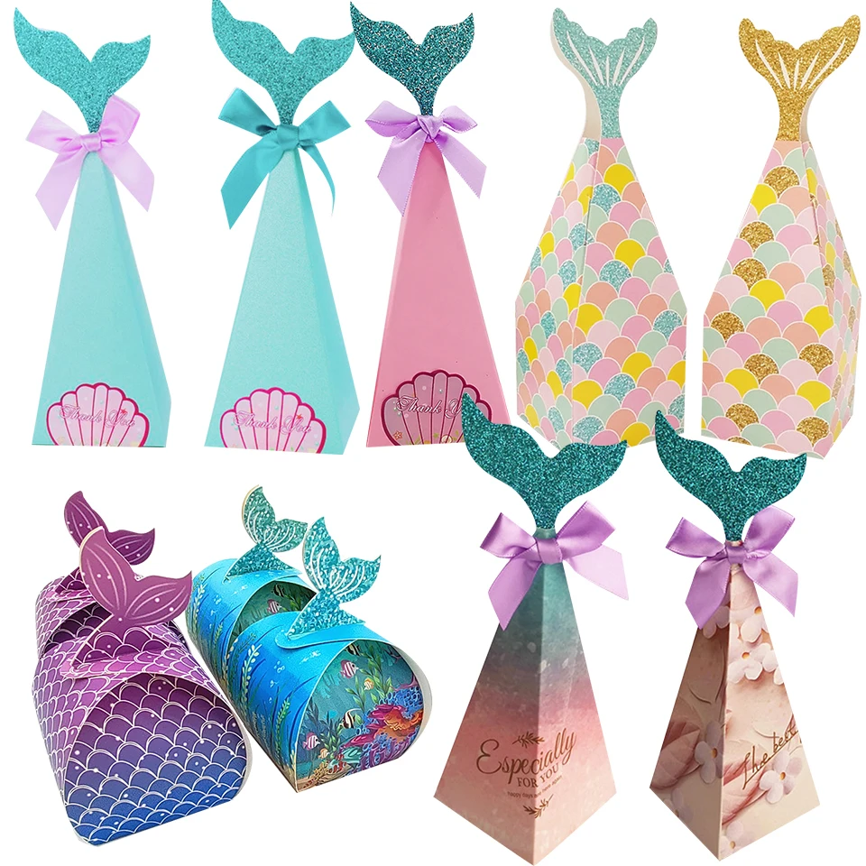 Es Cookies Candy Packaging Boxes For Kids Mermaid Birthday Party Supply Wedding Candy Boxes