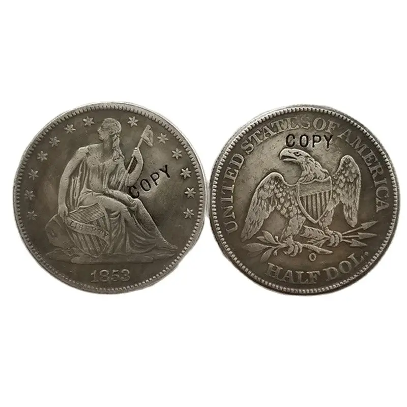 США 1853-O сидя Свобода Половина доллара Монета КОПИЯ памятные монеты-копия монеты искусственная медаль