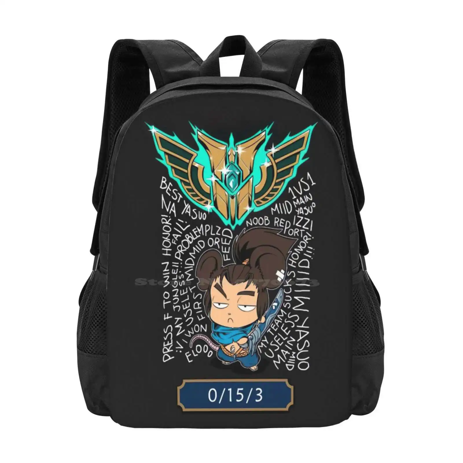 Yasuo T Shirt Hot Sale Backpack Fashion Bags Yasuo Middle Feed Ban Troll Mastery Blade