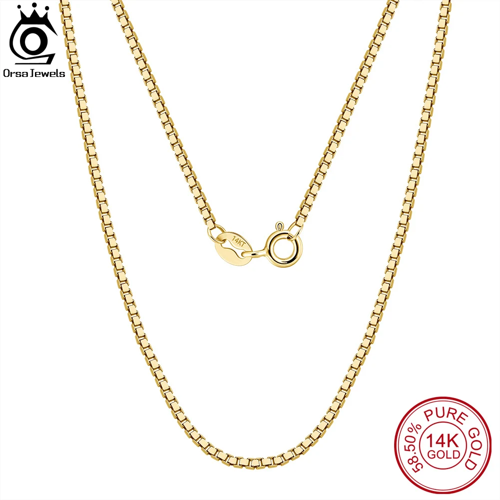 

ORSA JEWELS Настоящее 14K твердая золотая цепочка на шею для мужчин и женщин из чистого белого золота Цепочка на шею K Gold Fine Jewelry GC05