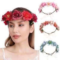 romantic bohemian flower crowns beach hawaii floral garland faux rose wedding wreaths new diy flower headband