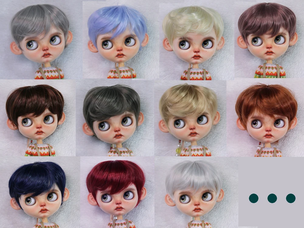 

Blythes Doll Eulation Hair Fits 1/6 Size Fashionably Sunny Handsome Micro Roll Easy Lamp High Temperature Silk Wigs Dark Lilac