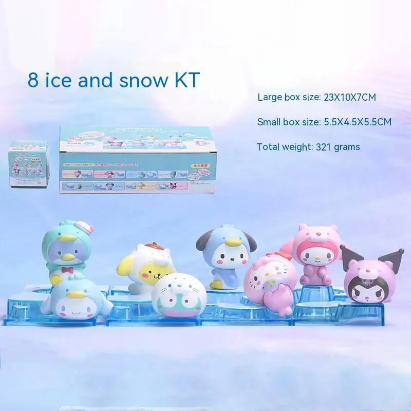 Фото Sanrio аниме Мелодия КТ Кот глухая коробка Kawaii экшн-фигурка загадочная коробка Cinnamoroll Пом Пурин Косплей Снежный мир Подарок детская игрушка №2