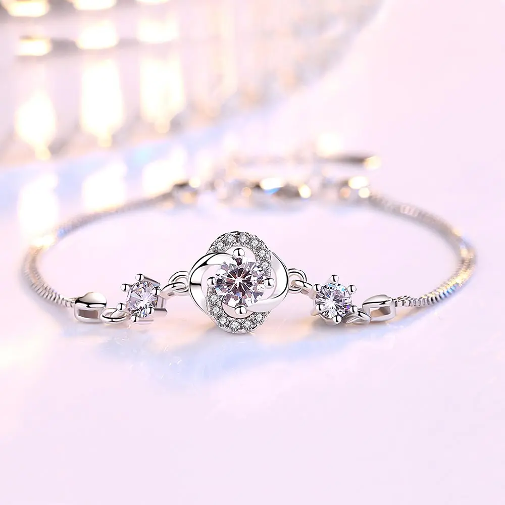 Полный 2 4 карата клеверный муассанитовый браслет для женщин S925 стерлингового