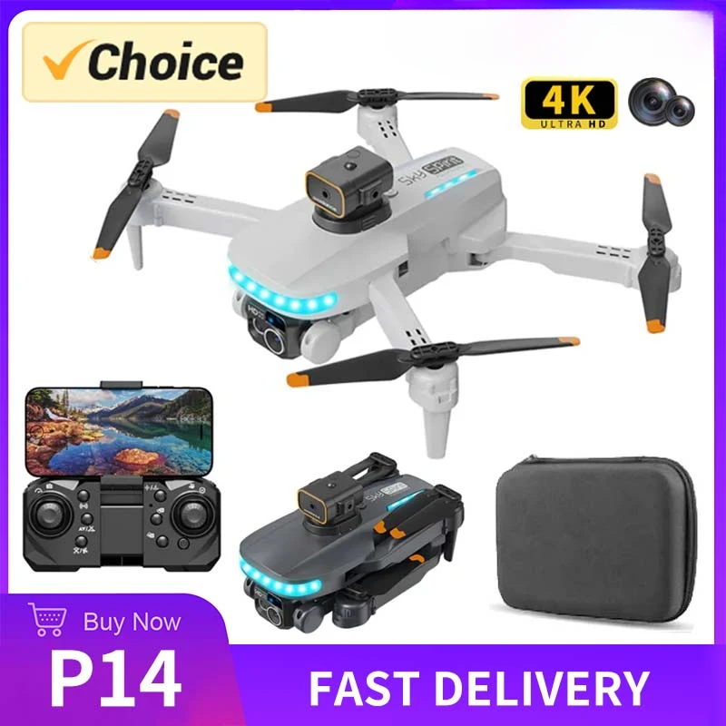 

New P14 Obstacle Avoidance RC Helicopters Four-Camera Remote Control Toy Gift Drones 4K Professional Quadcopter Dron