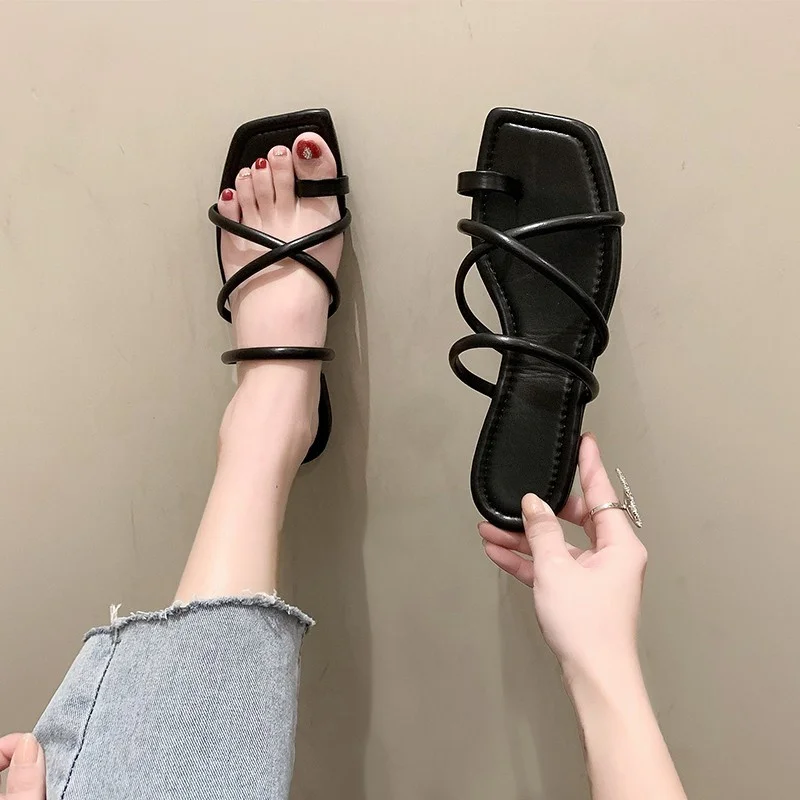 Platform Shoes Women's Slippers Flat Heel Platform Slippers Fashion Solid Color Beaded High Heels Women's Flip Flop Casual