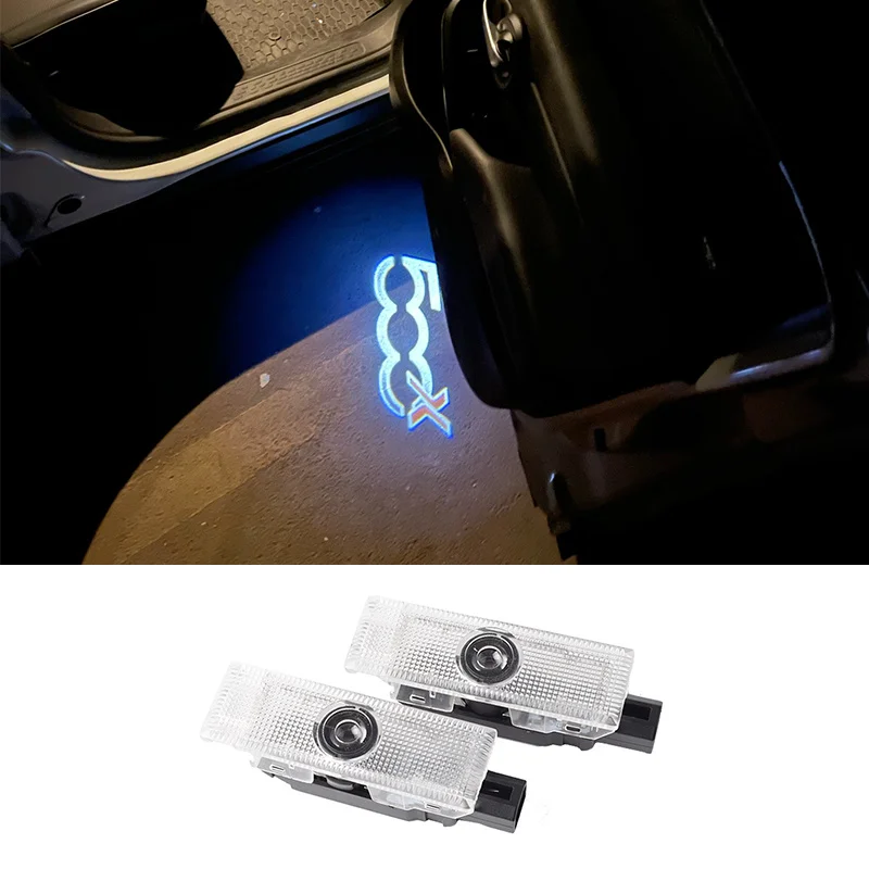 

2pcs Car Led Courtesy Door Logo Projector Customize Lamp For FIAT 500X 500L accessories OEM Welcome 3D Laser Ghost Shadow Light