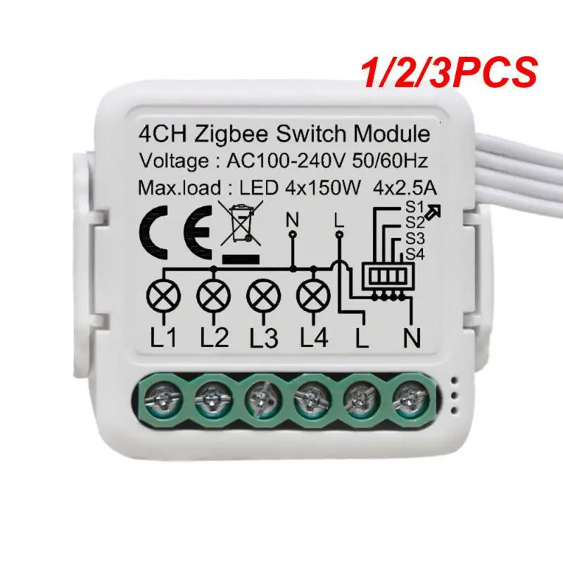 

1/2/3PCS Tuya Smart ZigBee 3.0 Switch Module 10A Smart Home Breaker 1 2 3 4 Gang Supports 2 Way Control Works with Alexa