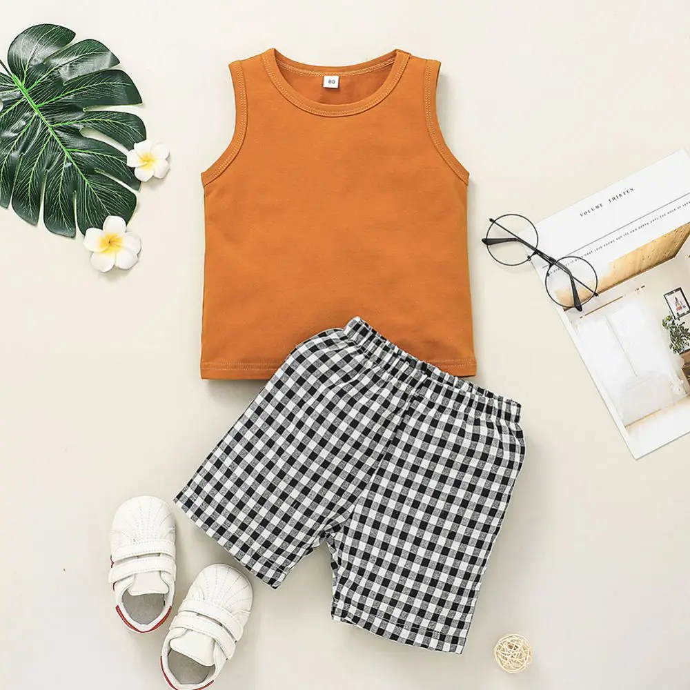 

2 шт., Детские хлопковые футболки и шорты в полоску