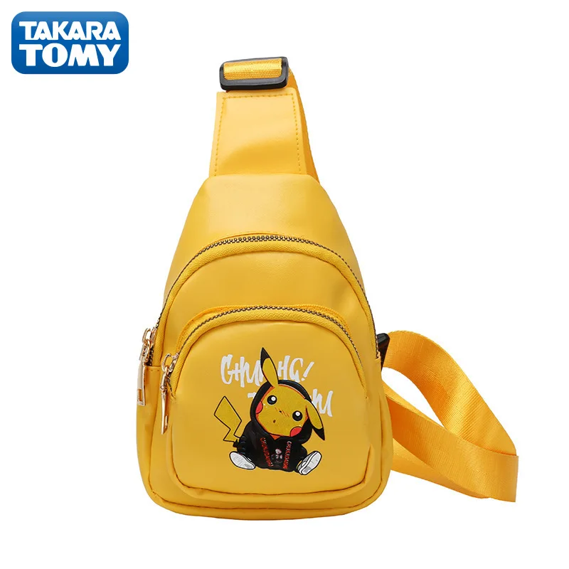 

TAKARA TOMY Pokemon New Children's Bag Pikachu Cartoon Cute Children's Chest Bag PU Large-capacity Boys and Girls Oblique Bag