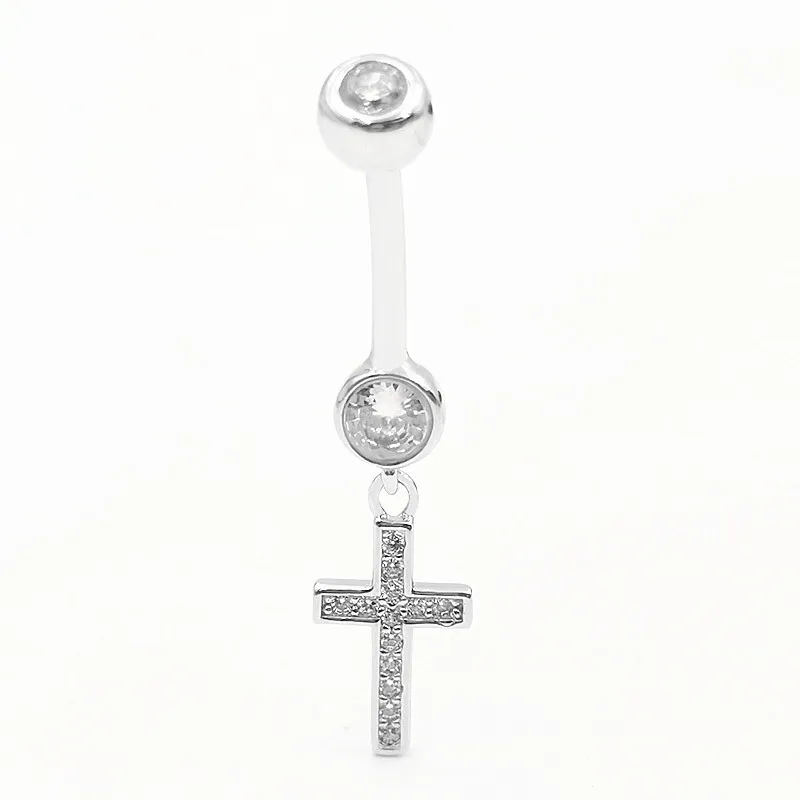 Женский пирсинг пупка из серебра 925 пробы