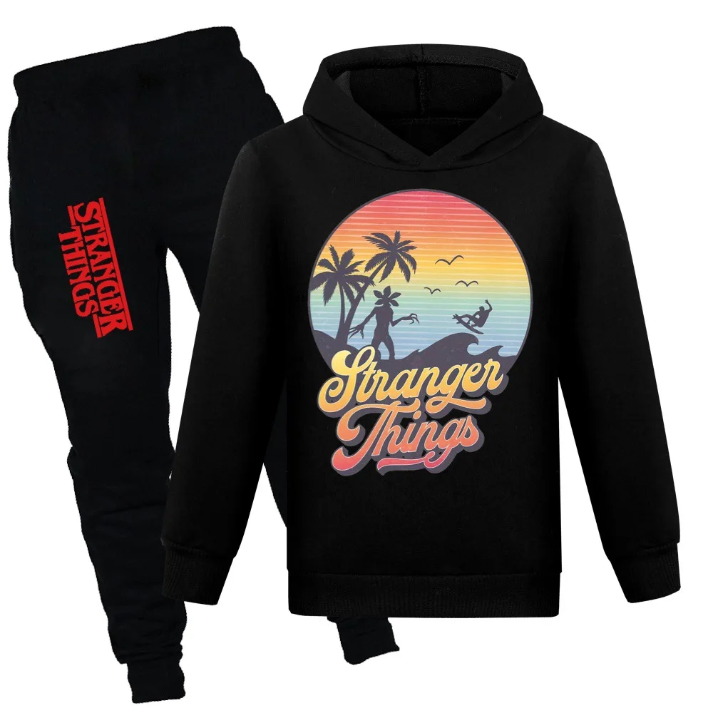 

Stranger Things Spring Autumn Kids Clothes Sets Baby 2pcs Children's Pullover+pants For Boys Girls Cotton Tops With Hooded Suits