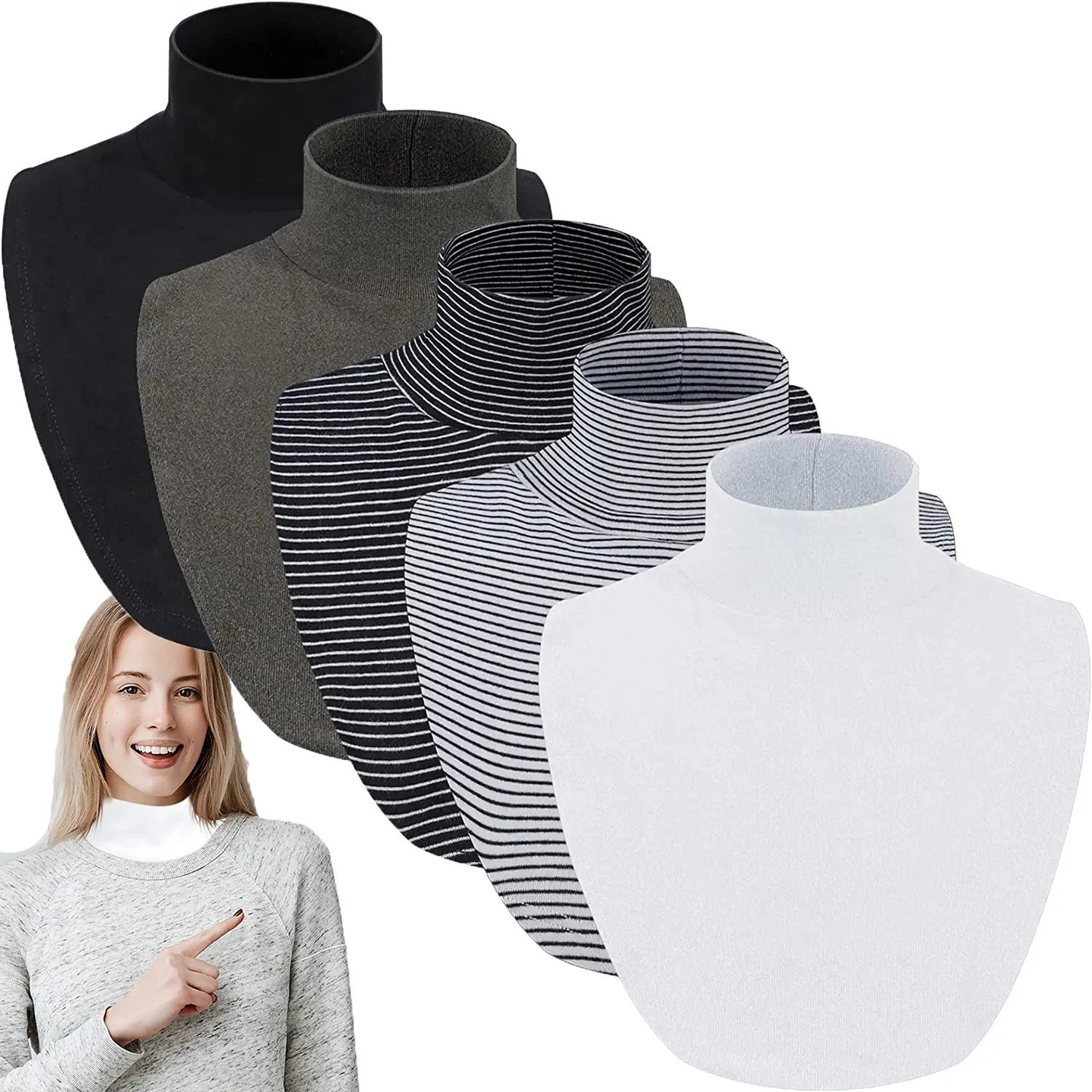 

Fashion Stripe Fake Turtleneck Collar Blouse Vintage Detachable Shirt False Collar Lapel Blouse Top Women Clothes Accessories