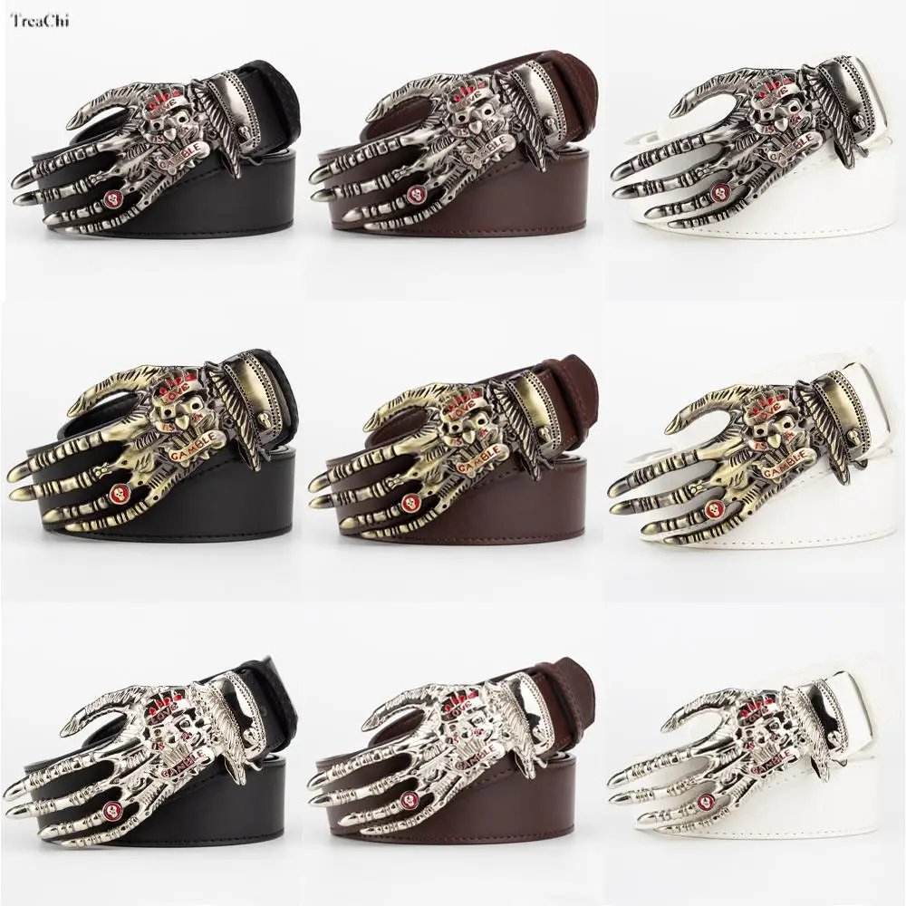 

Punk Alloy Buckle Young Men Versatile Red Heart Belt Gift Ghost Claw Large Buckle Head Decoration Show Fashion Women Day