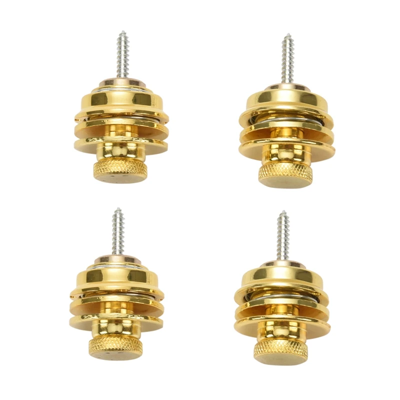 

4Pcs Non-Slip Guitar Strap Lock Guitar Belts Buckle Button Thread For Acoustic Electric Bass Guitar Strap Parts -Gold