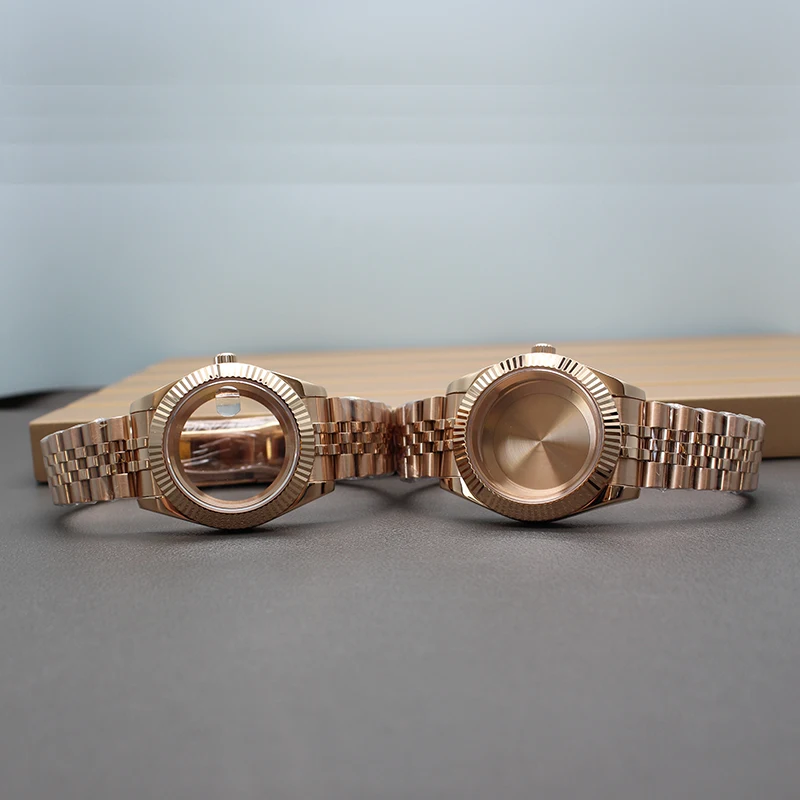 Корпус часов NH35 36 мм 39 розовое золото юбилейный браслет сапфировое стекло для Seiko