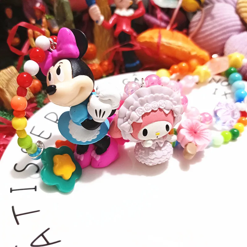 

Новинка, милая мультяшная цепочка Sanrio Mymelody Minnie, милый разноцветный свитер с бисером для девочек, подарок на день рождения для детей