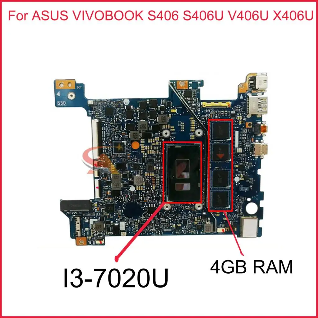 

Материнская плата X406UA подходит для VIVOBOOK S406, S406U, V406U, X406U, x406hid, материнская плата для ноутбука с процессором I3-7020U, 4 Гб, 100% тест