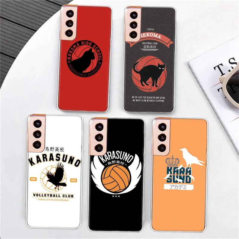 

Karasuno Nekoma Crest Phone Case For Samsung S21 FE S20 Plus Galaxy S23 S22 Ultra S10 S10E S9 S8 S7 Edge Cover TPU Fundas Capa S