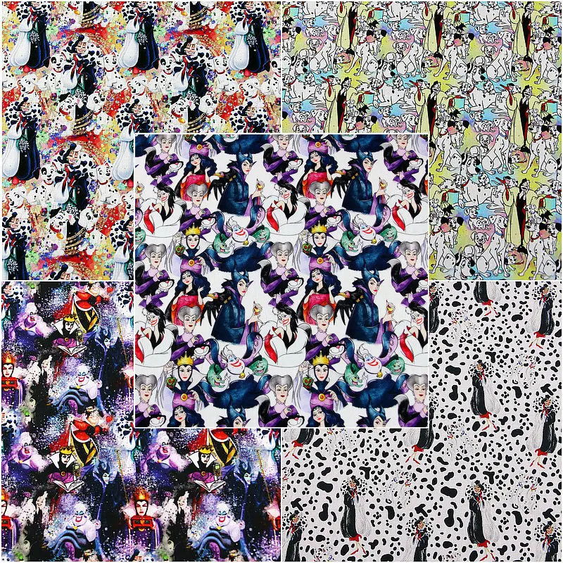 

50*140cm Disney Villain Print Cotton Fabric For Tissue Sewing Quilting Fabric Needlework Material Diy Boy Shirt Pants Handmade