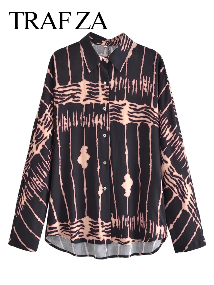 

Женская рубашка в Вертикальную Полоску, с принтом