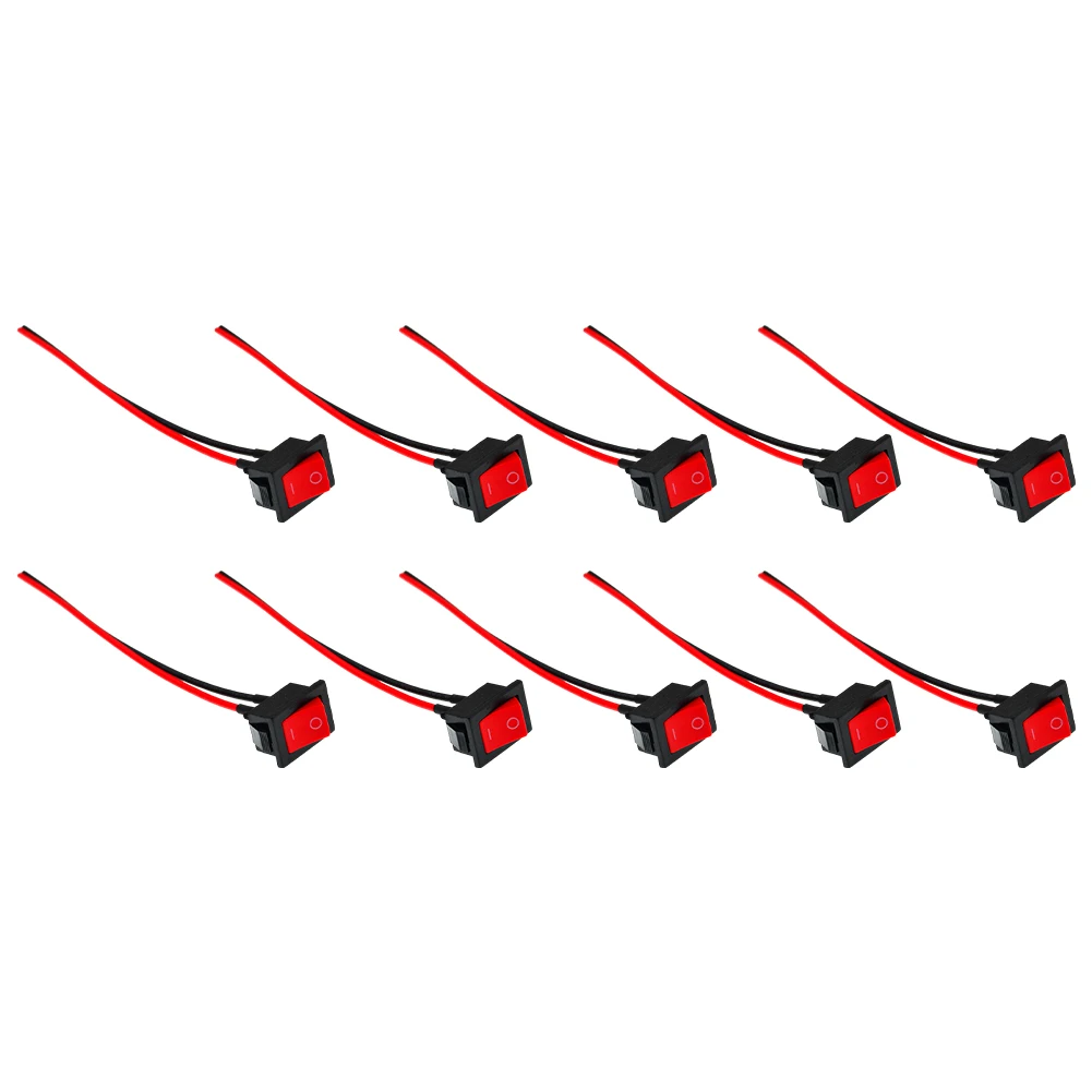 10 шт. мини-клавишный выключатель 2 контакта с кабелем SPST маленькое устройство