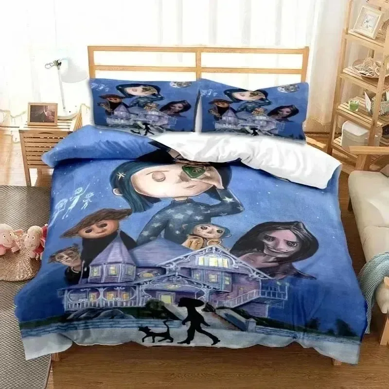 Фото Комплект постельного белья 3D Cartoon C-Coraline-S: пододеяльник и наволочки, для подростков и взрослых, роскошный подарок для мальчиков и девочек №5