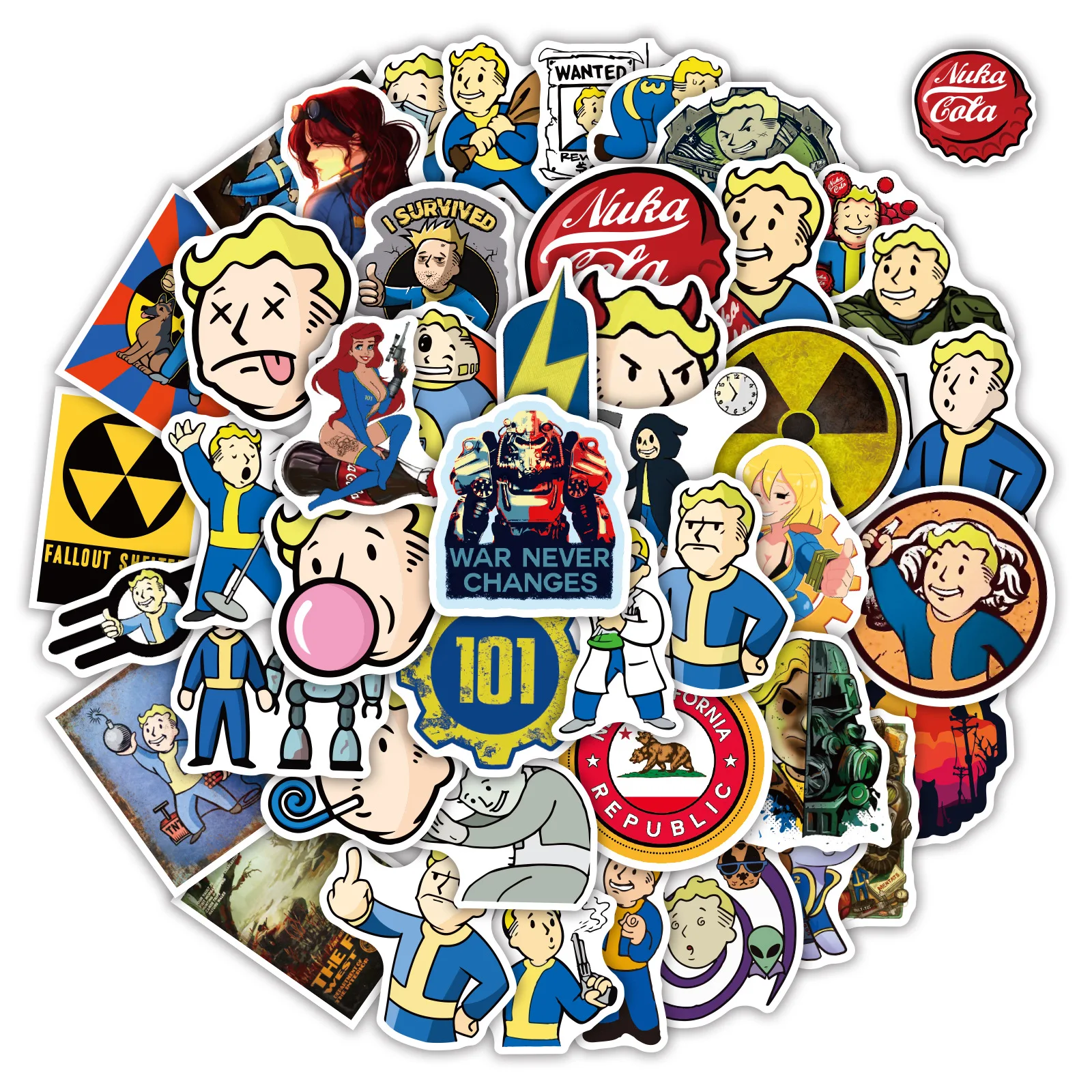 

10/30/50PCS Fallout Video Game Stationery Stickers Laptop Guitar Luggage Fridge Skateboard Car Waterproof Graffiti PVC Decal