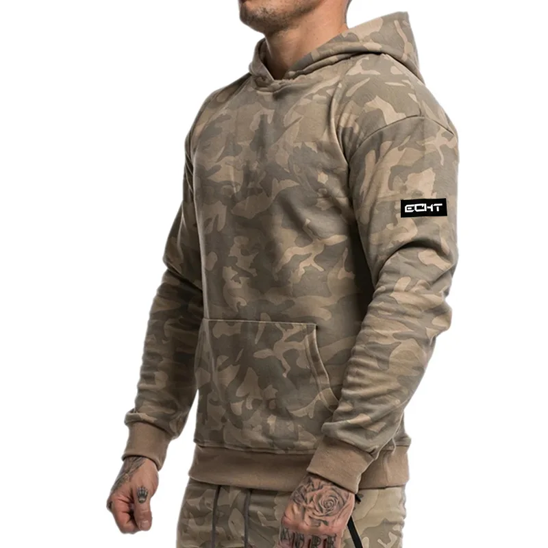 

Muscular men's new camo sports hoodie Men's fall sport casual running training loose hooded coat