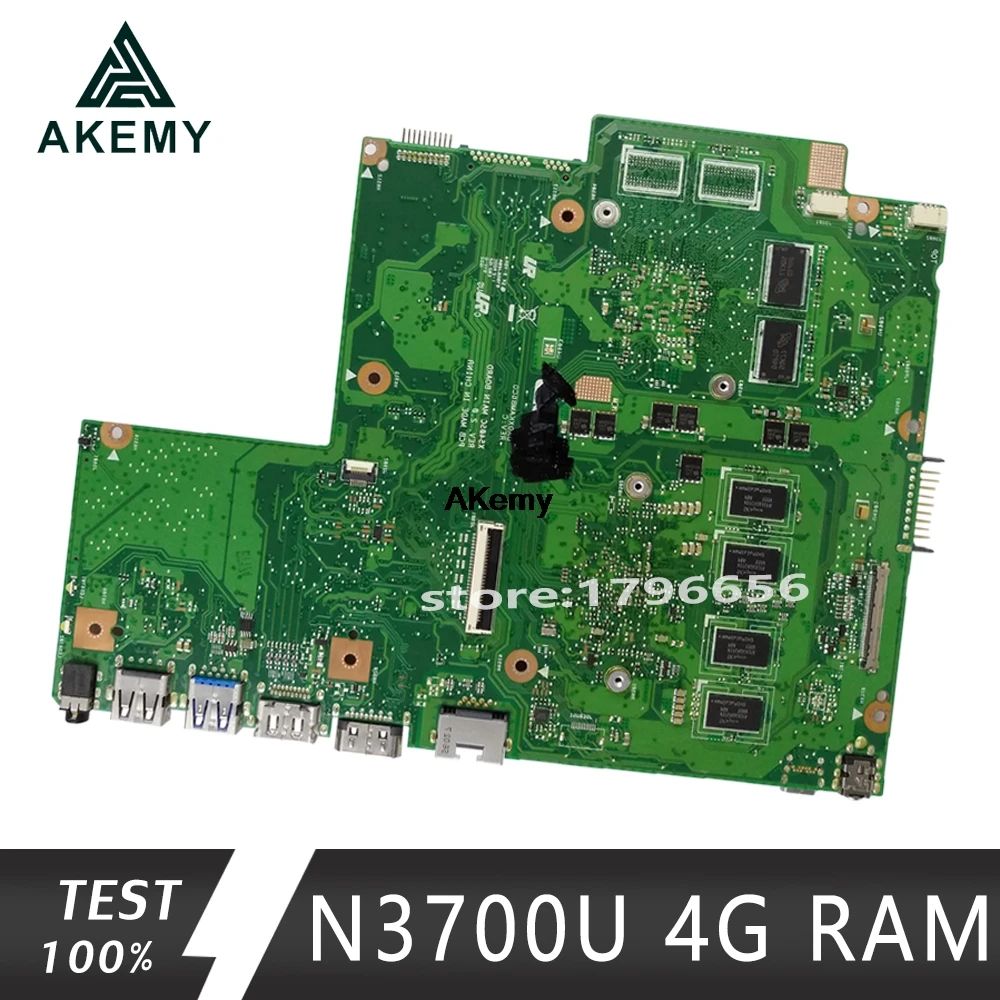 

AKemy X540SC Laptop motherboard For Asus X540SC X540S X540 Teste mainboard original N3700 CPU 4g RAM