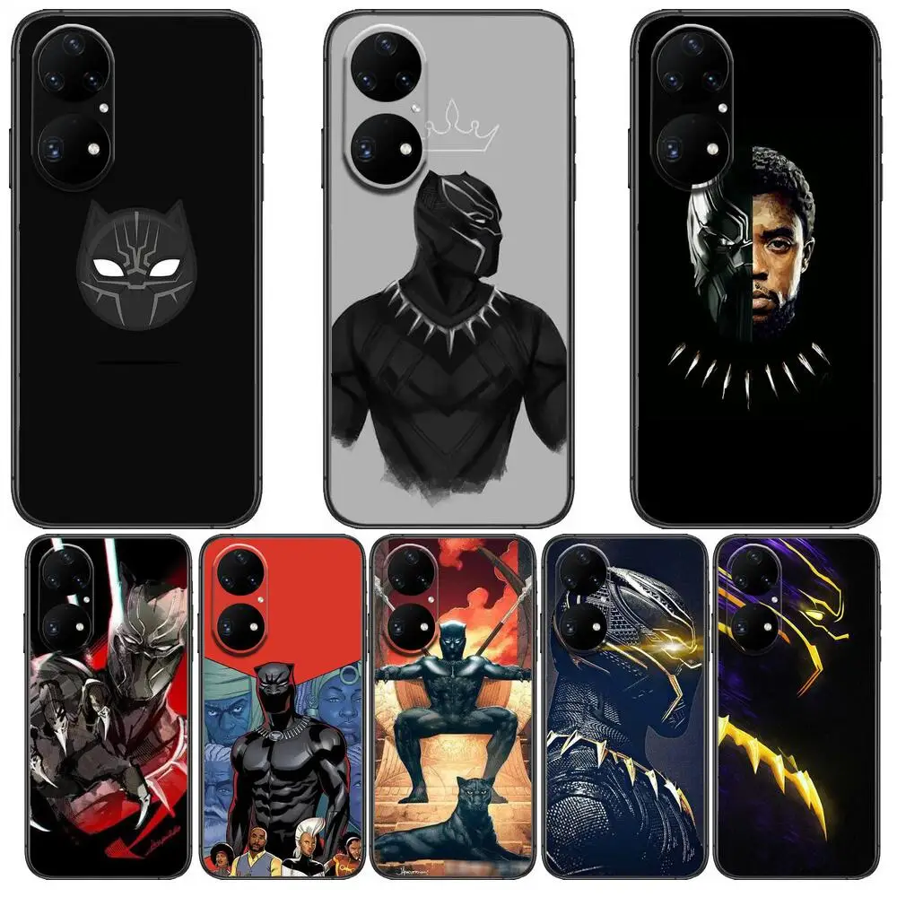 

Marvel Black Panther Phone Case For Huawei p50 P40 p30 P20 10 9 8 Lite E Pro Plus Black Etui Coque Painting Hoesjes comic fas