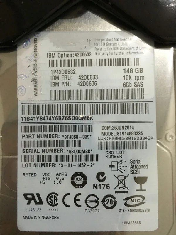 Оригинальный 100% Аутентичный 146G/10K/2,5 42D0633 42D0632