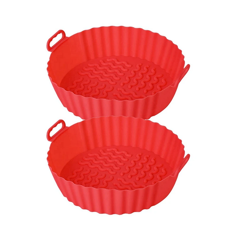 

2Piece Silicone Air Fryer Liners Air Fryer Silicone Pot Basket Reusable Air Fryer Accessories Baking Parchment Paper