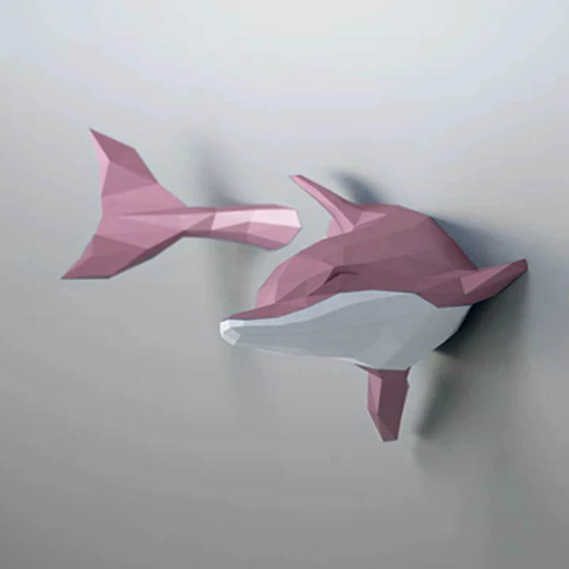 

Happy dolphin 3D three-dimensional marine animal wall decoration porch large protruding paper craft handmade model