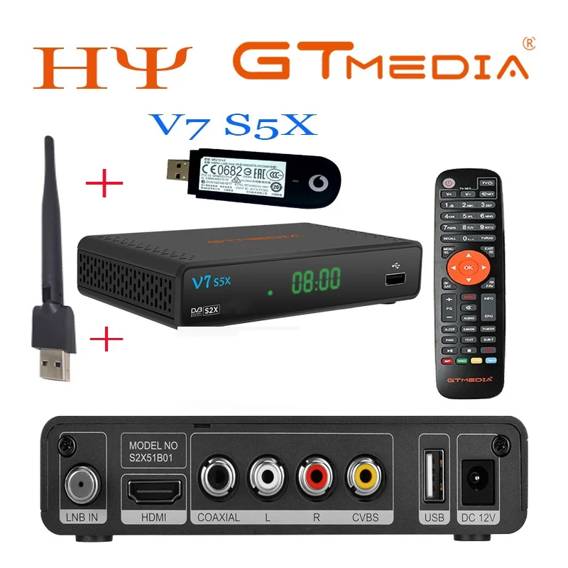 

10pcs GTMEDIA V7 S2X Freesat V7s WIFI DVB-S2 HD Youtube PowerVU CCaam Newcamd GTMEDIA V7 S5X satellite receiver