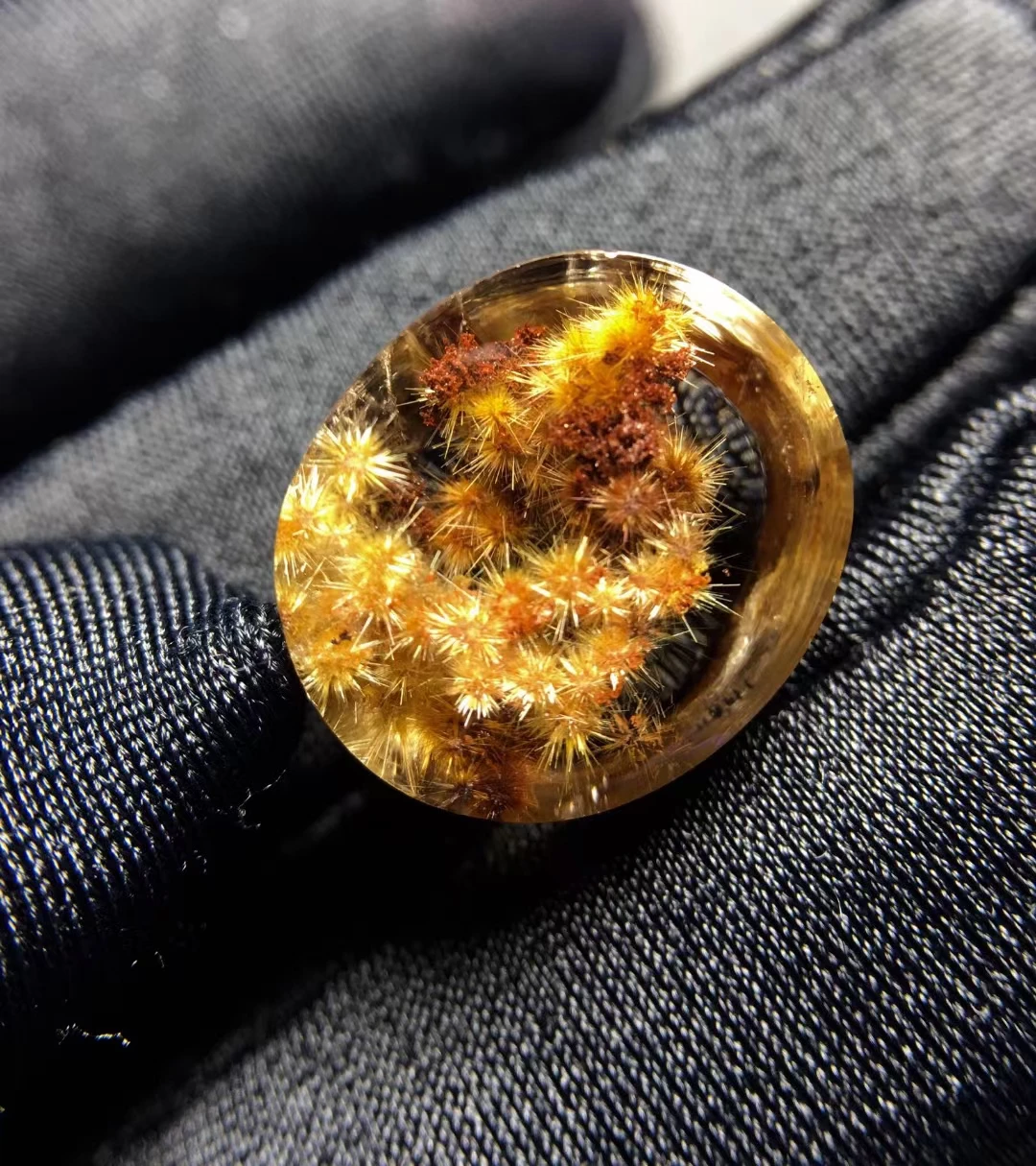 Натуральное золото рутилированный кварц подвеска в виде солнечного цветка