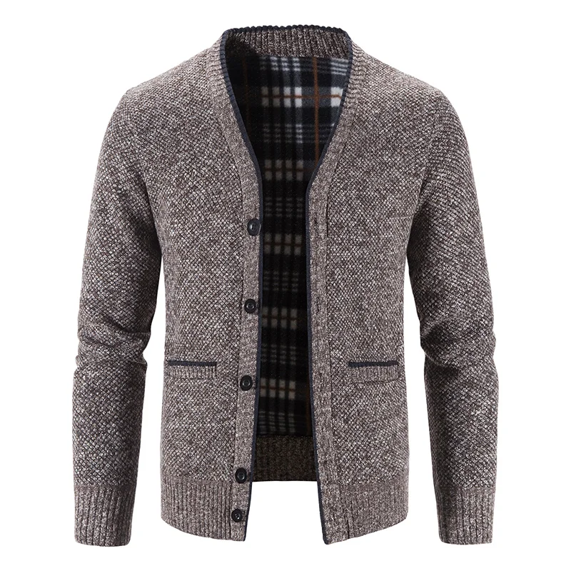 Casual Men's Knitwear Cardigan Autumn Winter Sweater Men Fashion V-neck Button Cardigan Solid Color Loose Fluff Catch Warm Coat