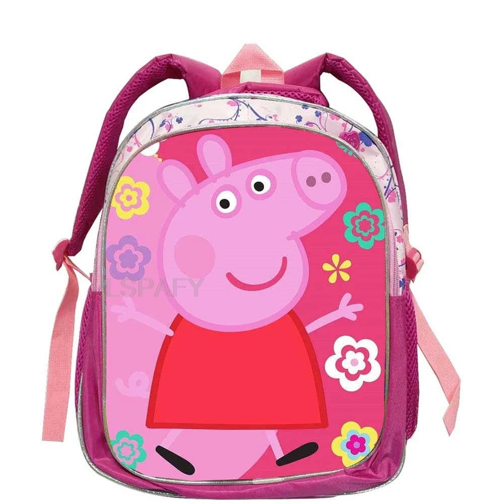 Фото Школьные сумки Peppa Pig, детские сумки для книг, рюкзаки с принтом Peppa Pig для детского сада, розовые школьные сумки с мультяшными рисунками для девочек от 1 до 5 лет №3