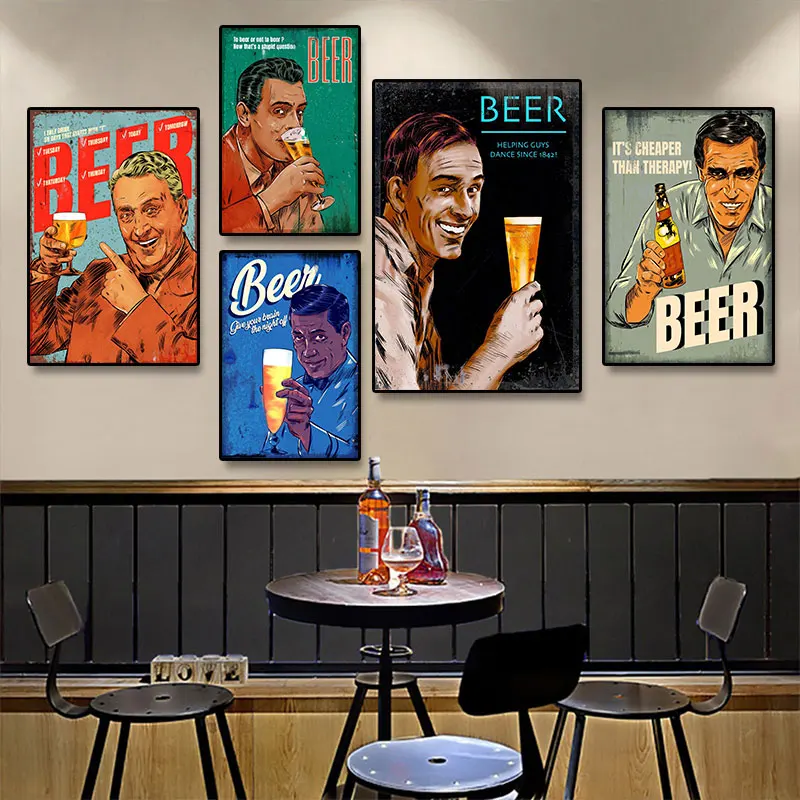 

Bar Decoration Painting HD Material Industrial Style Beer Mug Creative Wall Art Canvas Painting Posters Living Room Home Decor