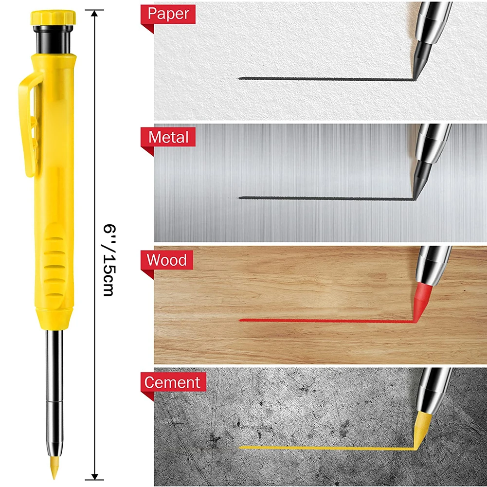 

Pen Solid Carpenter Pencil Carpentry Scriber Mechanical Pencil With 6 Refill