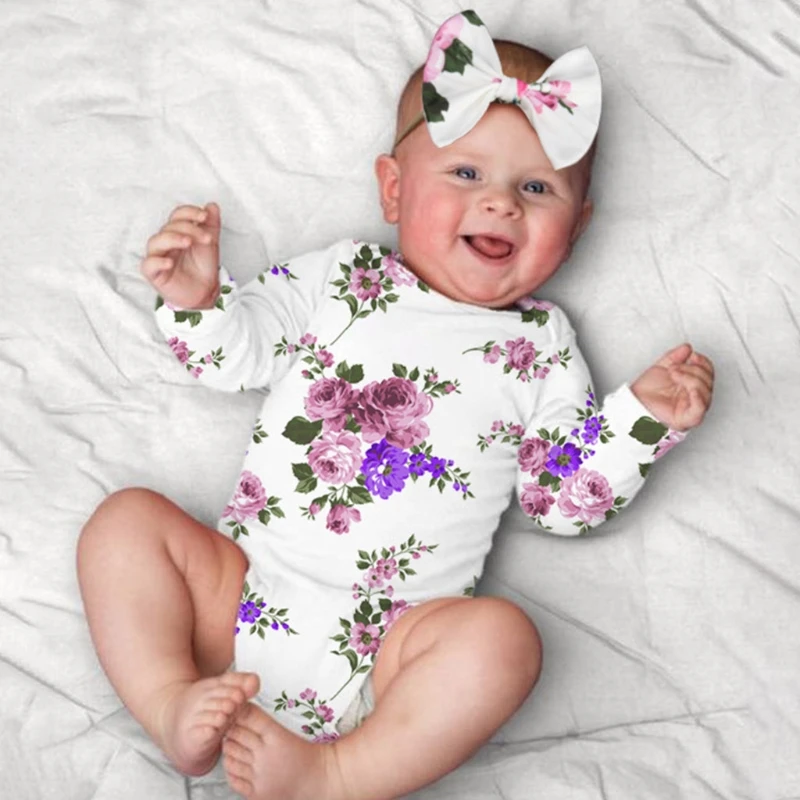 

Реквизит для фотосъемки новорожденных Детский цветочный полый комбинезон с открытой спиной повязка на голову комплект для младенцев Одежд...