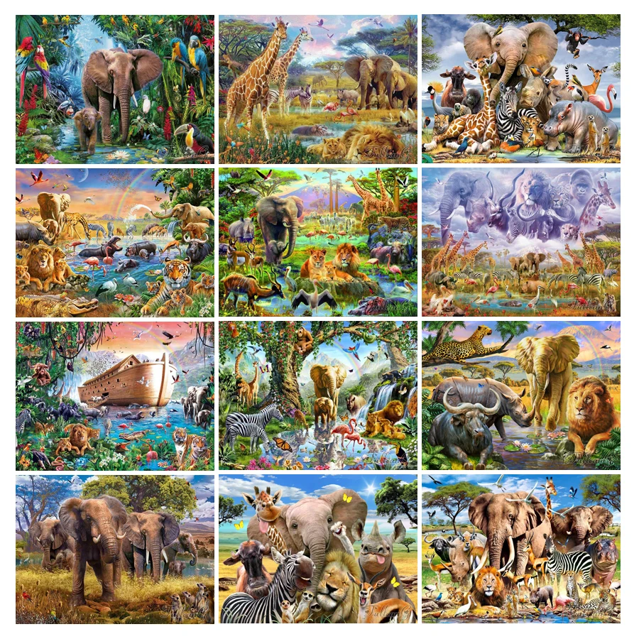 

FULLCANG Diy Diamond Art Elephant Lion Giraffe Painting Cross Stitch Full Mosaic Embroidery Wild Animal Life Wall Decor FG1704