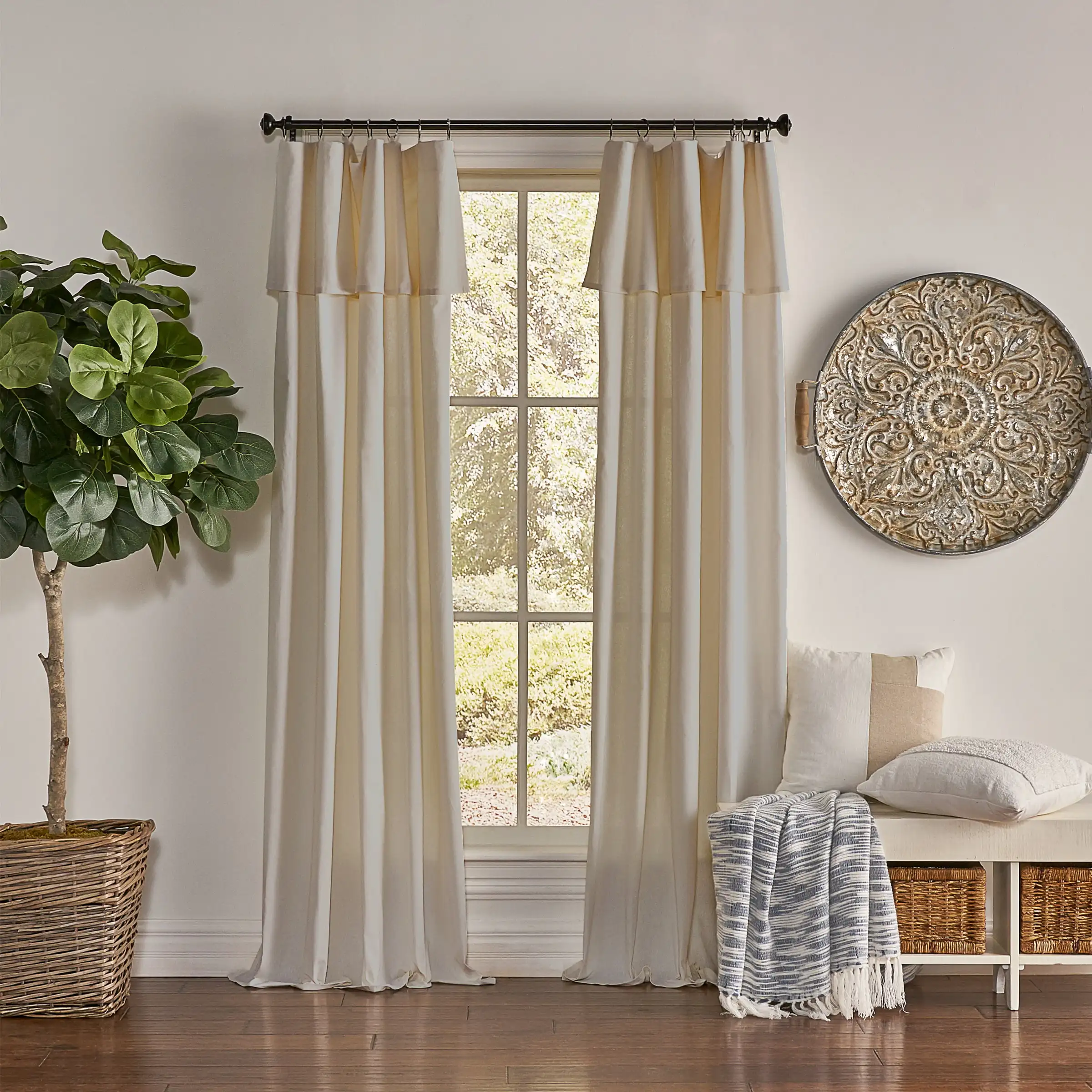 

Drop Cloth Light Filtering Rod Pocket Single Curtain Panel, Linen, 50 x 108