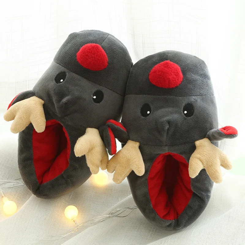 Autumn and Winter Super Soft Plush Christmas Deer Shoes Cute and Funny Plush Cotton Slippers for Christmas