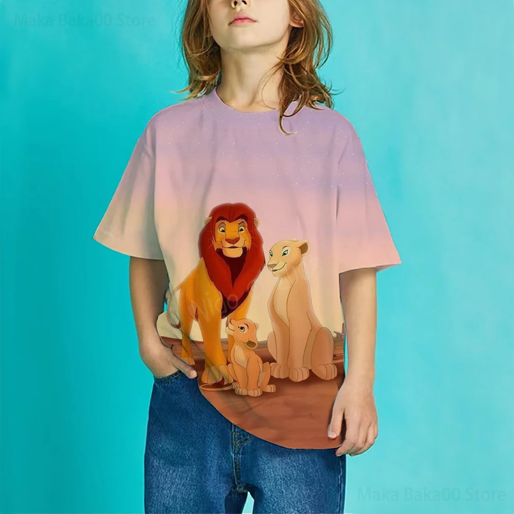 Купи Summer children's clothing Disney Simba The Lion King T-shirt printing round neck short sleeve casual cute sports girls T-shirt за 187 рублей в магазине AliExpress