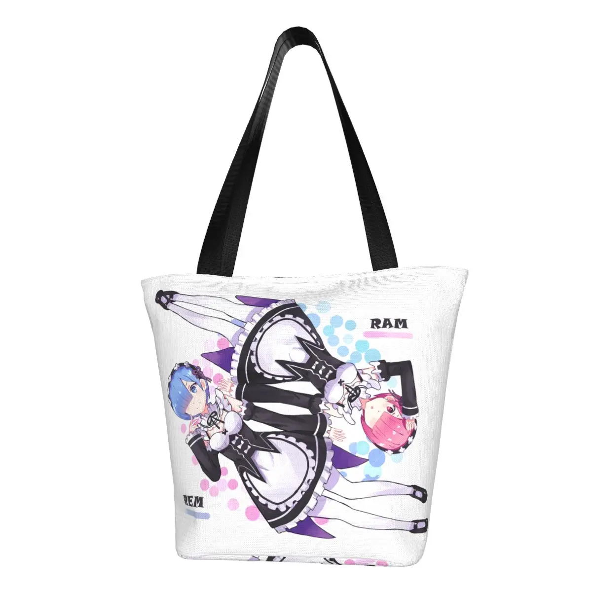 

Ram And Rem Re Zero Subaru Natsuki Anime Shopping Bag Aesthetic Cloth Outdoor Handbag Female Fashion Bags