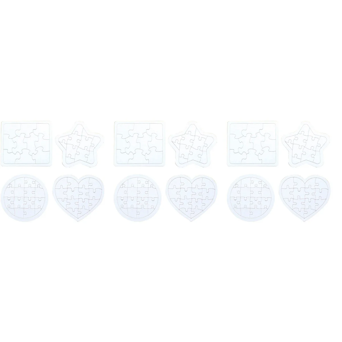 

12 Pcs Kids Coloring Blank Puzzle DIY Paper Jigsaw Puzzles Four Shapes Drawing Doodle Board (White)