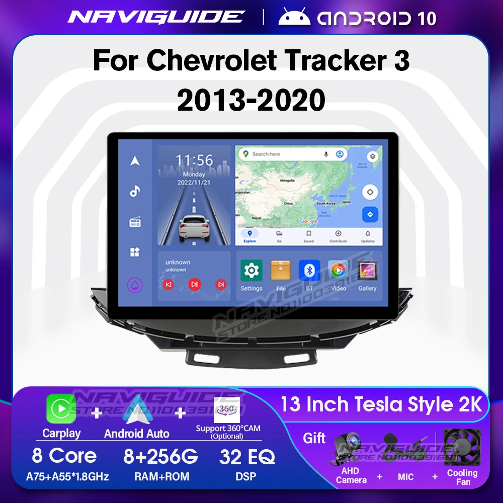 

Автомобильный радиоприемник NAVIGUIDE 13 дюймов для Chevrolet Tracker 3 2013-2020 Carplay 1920*1200P автомобильный стерео аудио мультимедийный плеер Android