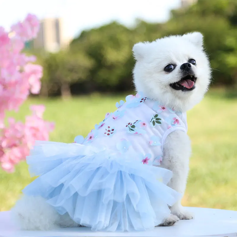 

Spring Summer Pet Cothes Dog Cat Princess Dress Cotton Peach Blossom Skirt For Small Medium Dog Dressing Pet Clothing Supplies